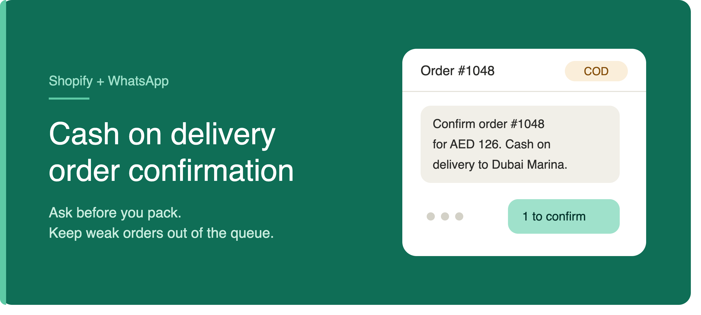 Cash on Delivery Order Confirmation for Shopify